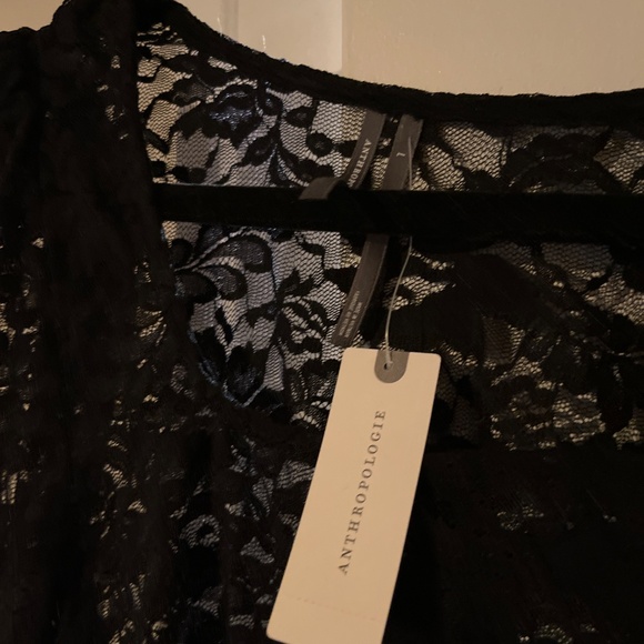 Sweet & Sexy Black Lace Long Sleeve Anthropologie Top - Picture 2 of 5